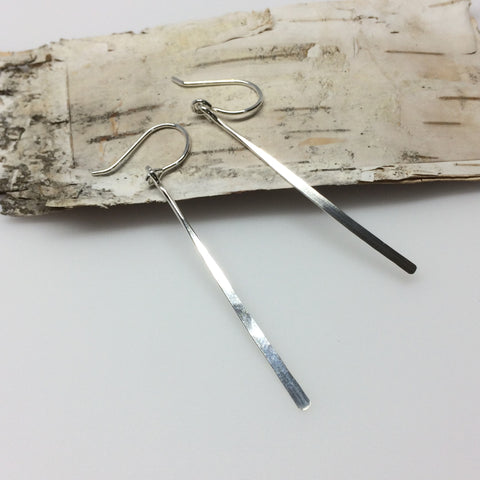Long Silver Line Earrings