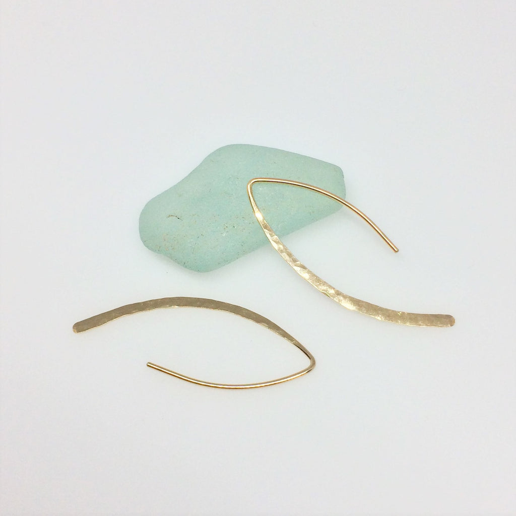 Gold Marquise Open Hoop Earrings