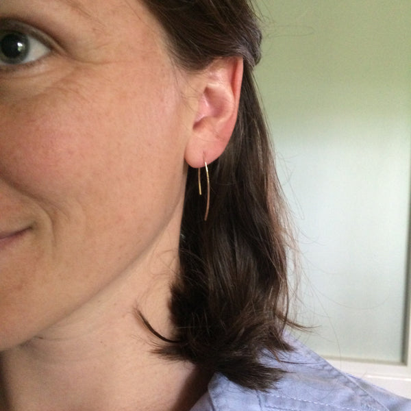 Gold Marquise Open Hoop Earrings