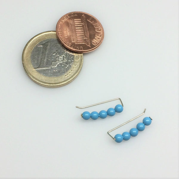 Turquoise Pearl Sweep Ear Climbers