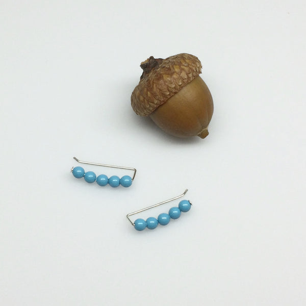 Turquoise Pearl Sweep Ear Climbers