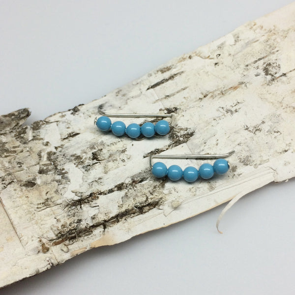 Turquoise Pearl Sweep Ear Climbers