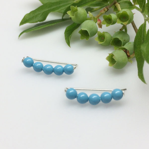 Turquoise Pearl Sweep Ear Climbers