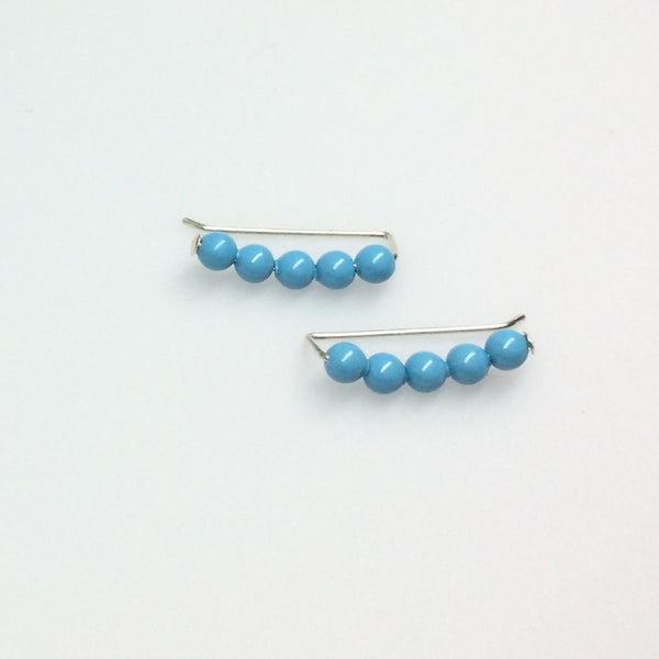 Turquoise Pearl Sweep Ear Climbers