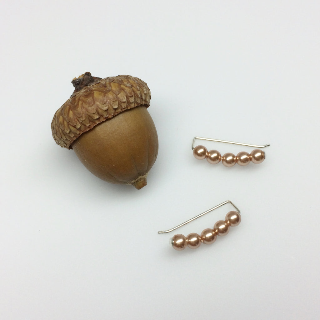 Rose Gold Pearl Ear Climber