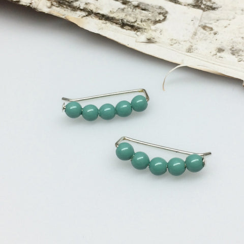 Jade Pearl Sweep Ear Climbers