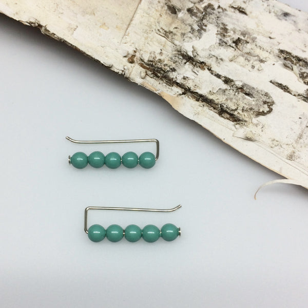 Straight Jade Pearl Ear Climbers