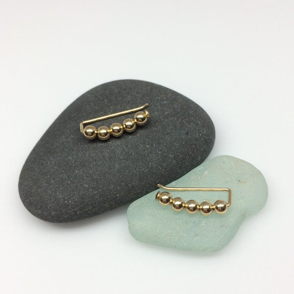 Small Gold Beaded Ear Climbers