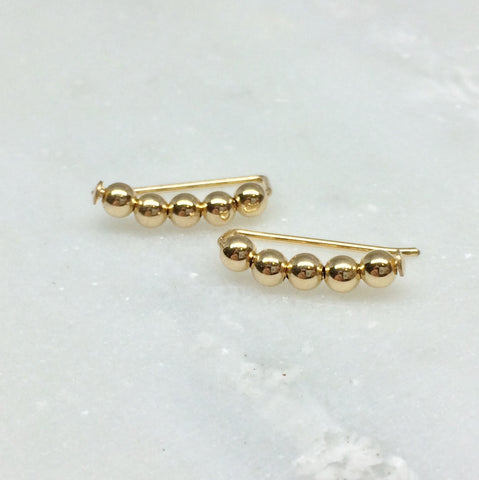 Small Gold Beaded Ear Climbers