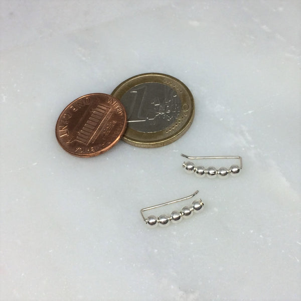 Small Silver Beaded Ear Climbers