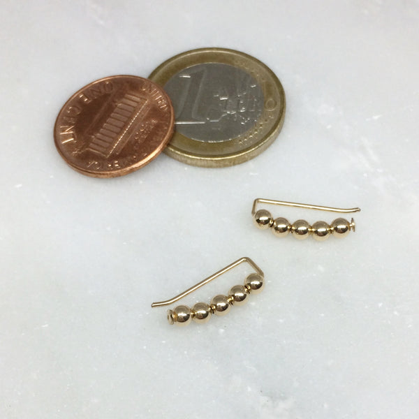 Small Gold Beaded Ear Climbers