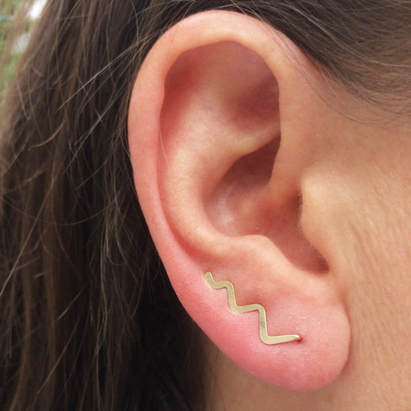 Gold Scribble Ear Climber