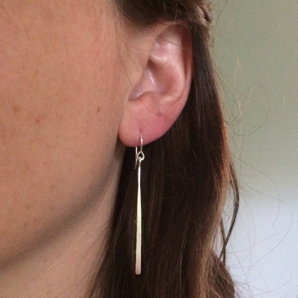 Long Silver Line Earrings