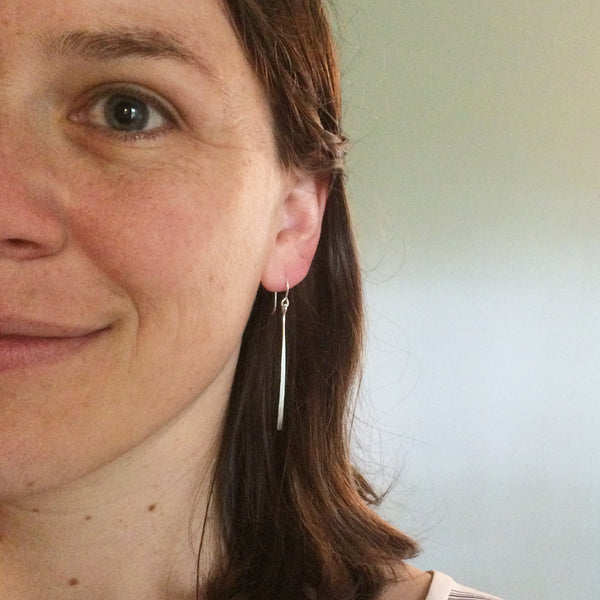 Long Silver Line Earrings
