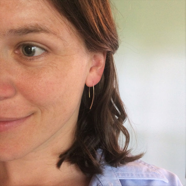 Rose Gold Marquise Open Hoop Earrings