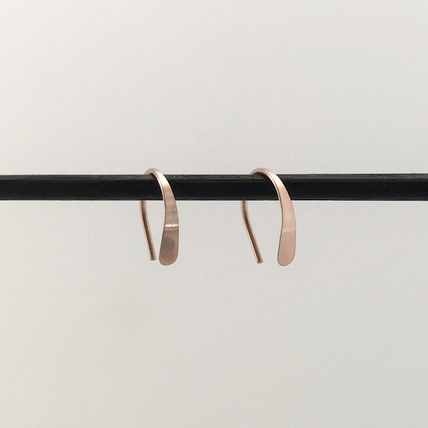 Tiny 14k Rose Gold Open Hoops