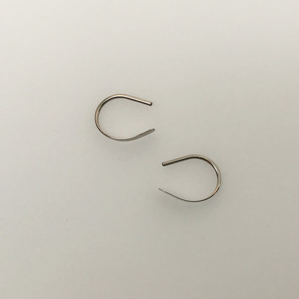 Tiny 14k Palladium White Gold Horseshoe Open Hoop Earring