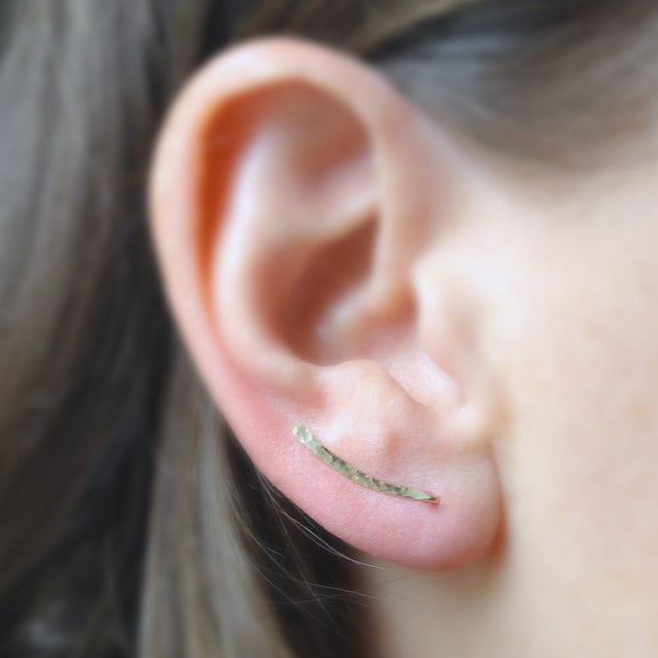 Gold Hammered Sweep Ear Climber - Squirrel's Nest Jewelry - 2