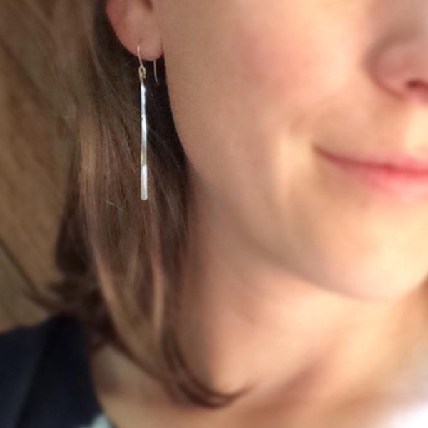 Long Gold Line Earrings - Squirrel's Nest Jewelry - 3