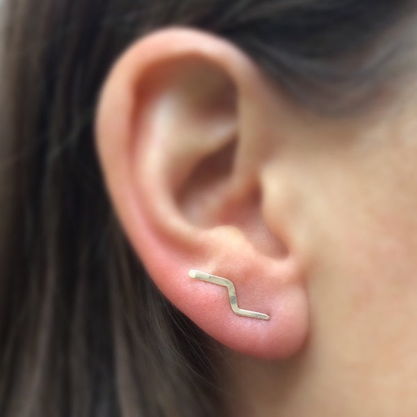 Gold Lightning Flash Ear Climber - Squirrel's Nest Jewelry - 2