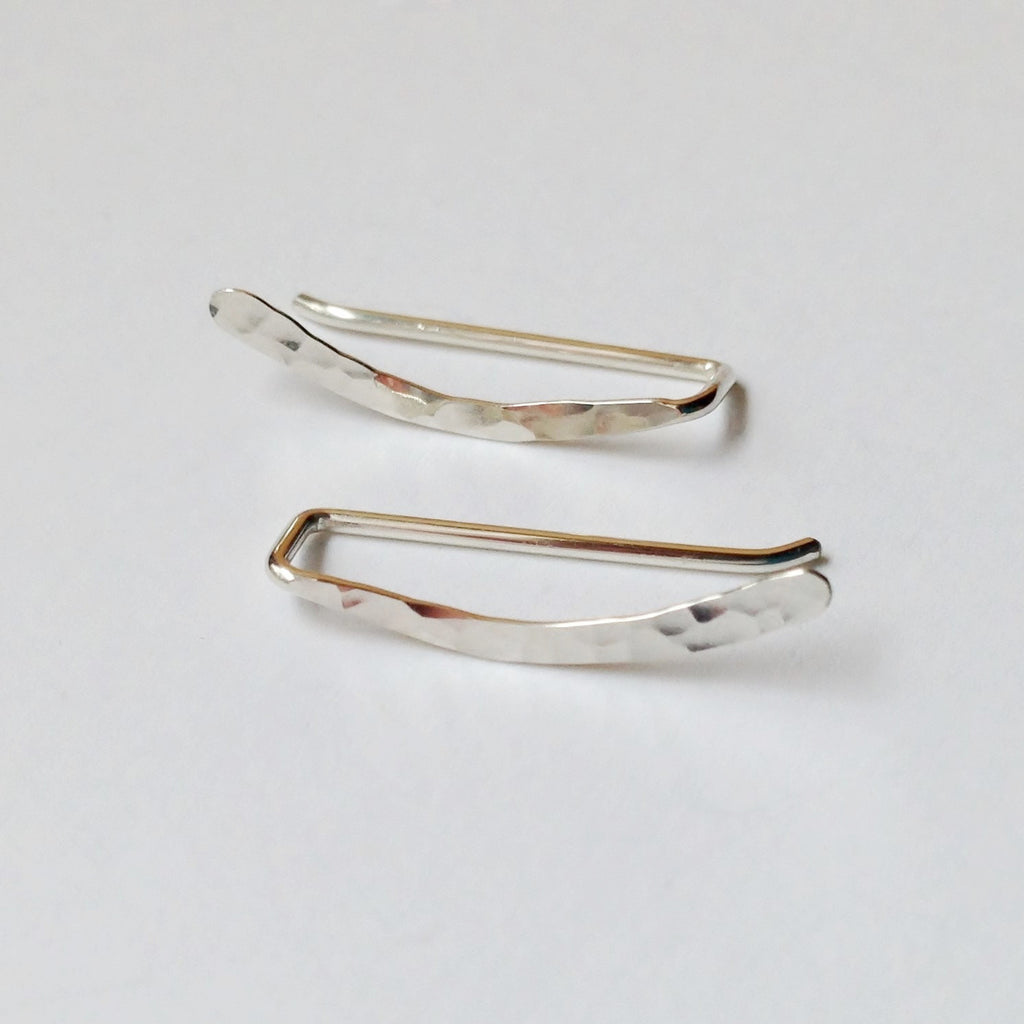Silver Hammered Sweep Ear Climber - Squirrel's Nest Jewelry - 1