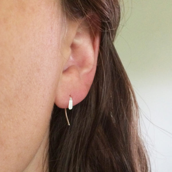 Tiny Silver Crescent Open Hoops