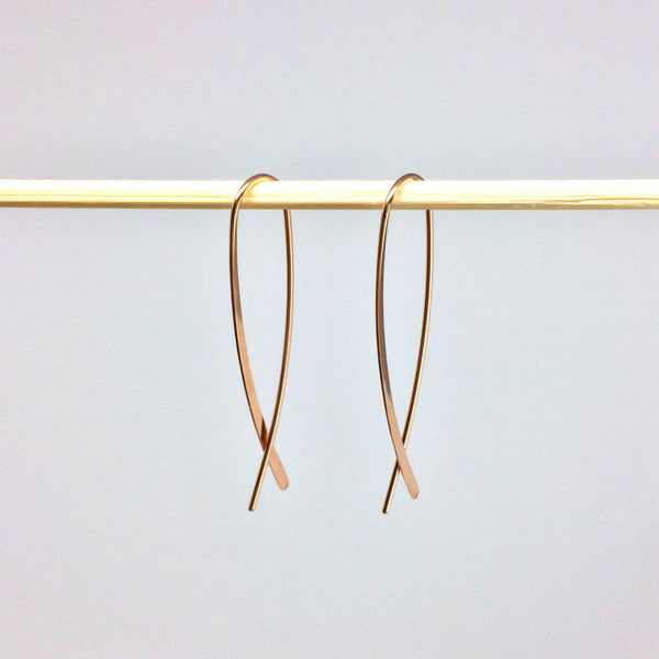Rose Gold Crossover Open Hoops