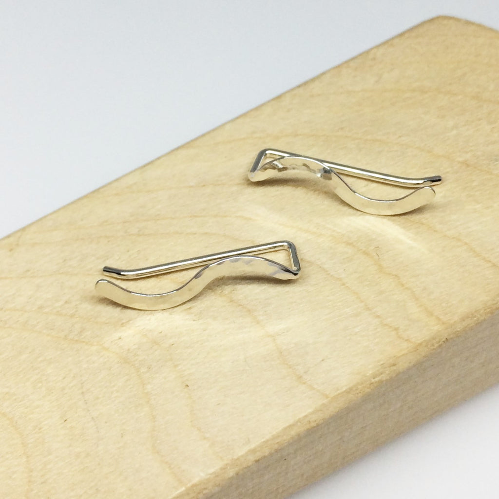 Silver Hammered Squiggle Ear Climber