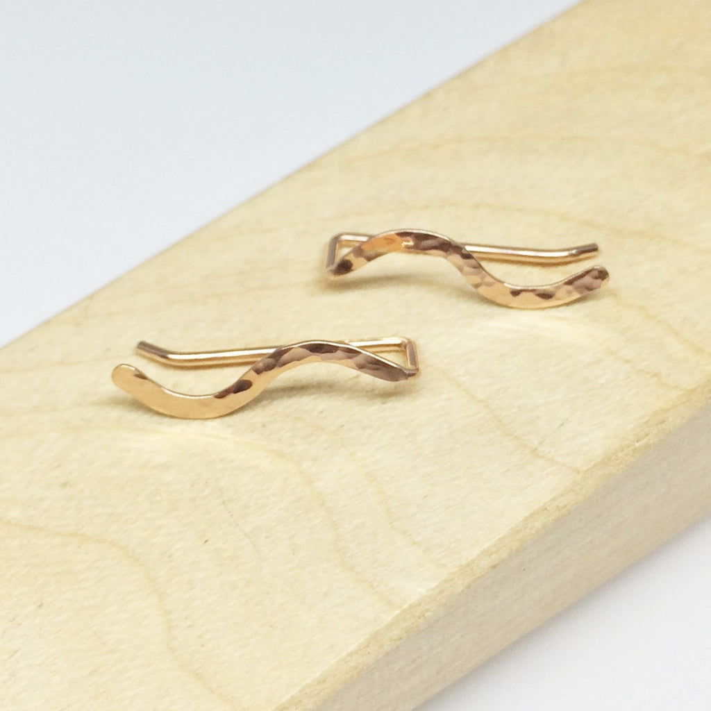 Rose Gold Hammered Squiggle Ear Climber