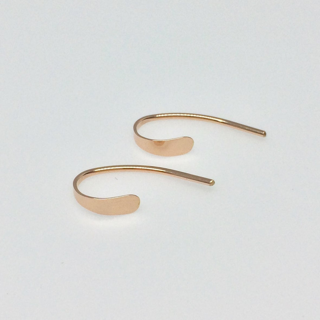 Tiny Rose Gold Crescent Open Hoops