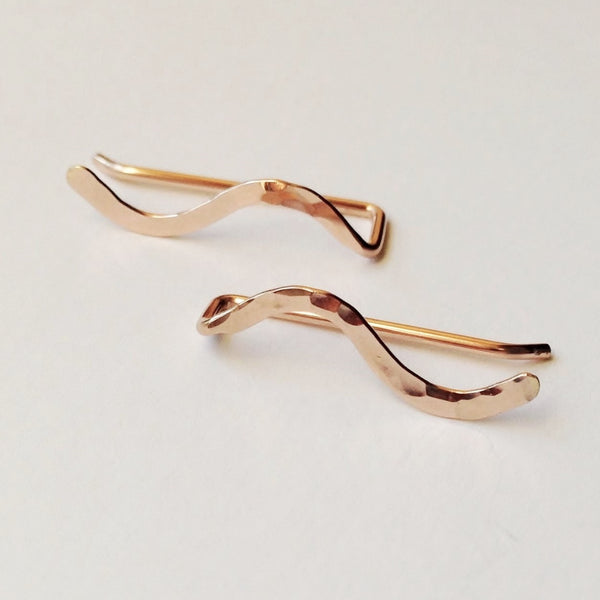 Rose Gold Hammered Squiggle Ear Climber