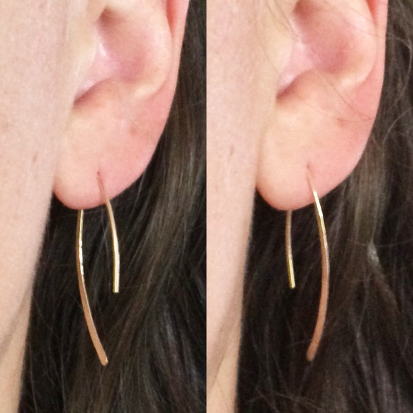 Gold Marquise Open Hoop Earrings