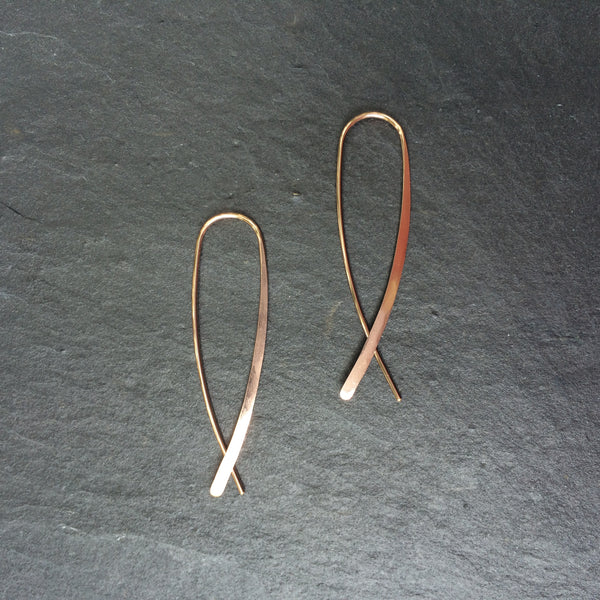 Rose Gold Crossover Open Hoops - Squirrel's Nest Jewelry - 1