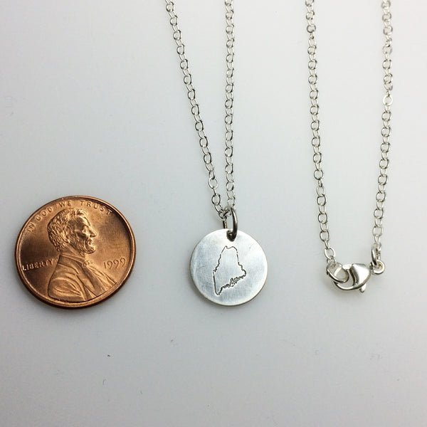 Hand Stamped Maine Charm Necklace - Squirrel's Nest Jewelry - 3