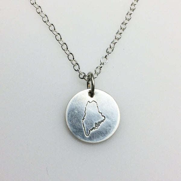 Hand Stamped Maine Charm Necklace - Squirrel's Nest Jewelry - 2