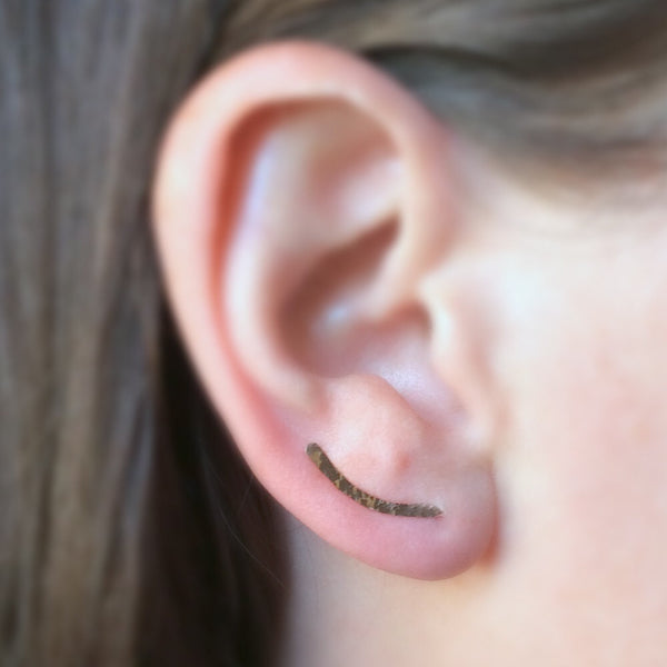 Rose Gold Hammered Sweep Ear Climber - Squirrel's Nest Jewelry - 2