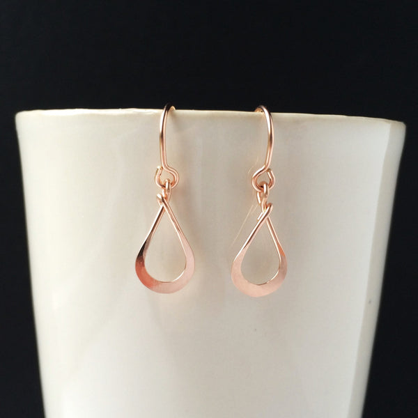 Tiny Rose Gold Teardrop Earring - Squirrel's Nest Jewelry - 1